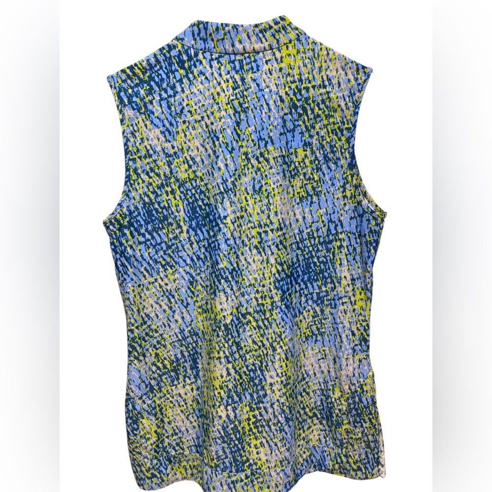 JUDE CONNALLY seveless Blue and Green Patterned Women's Top - Picture 2 of 3